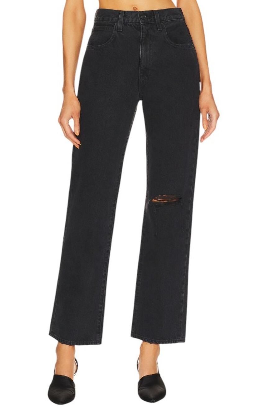 Slvrlake Black Long Gone London Crop Straight Leg Jeans